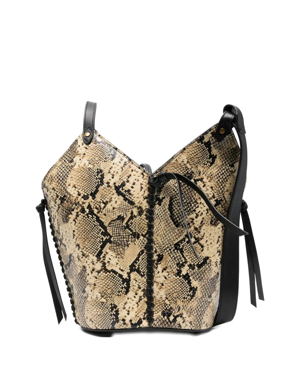 ISABEL MARANT snakeskin-print drawstring tote bag - Nero