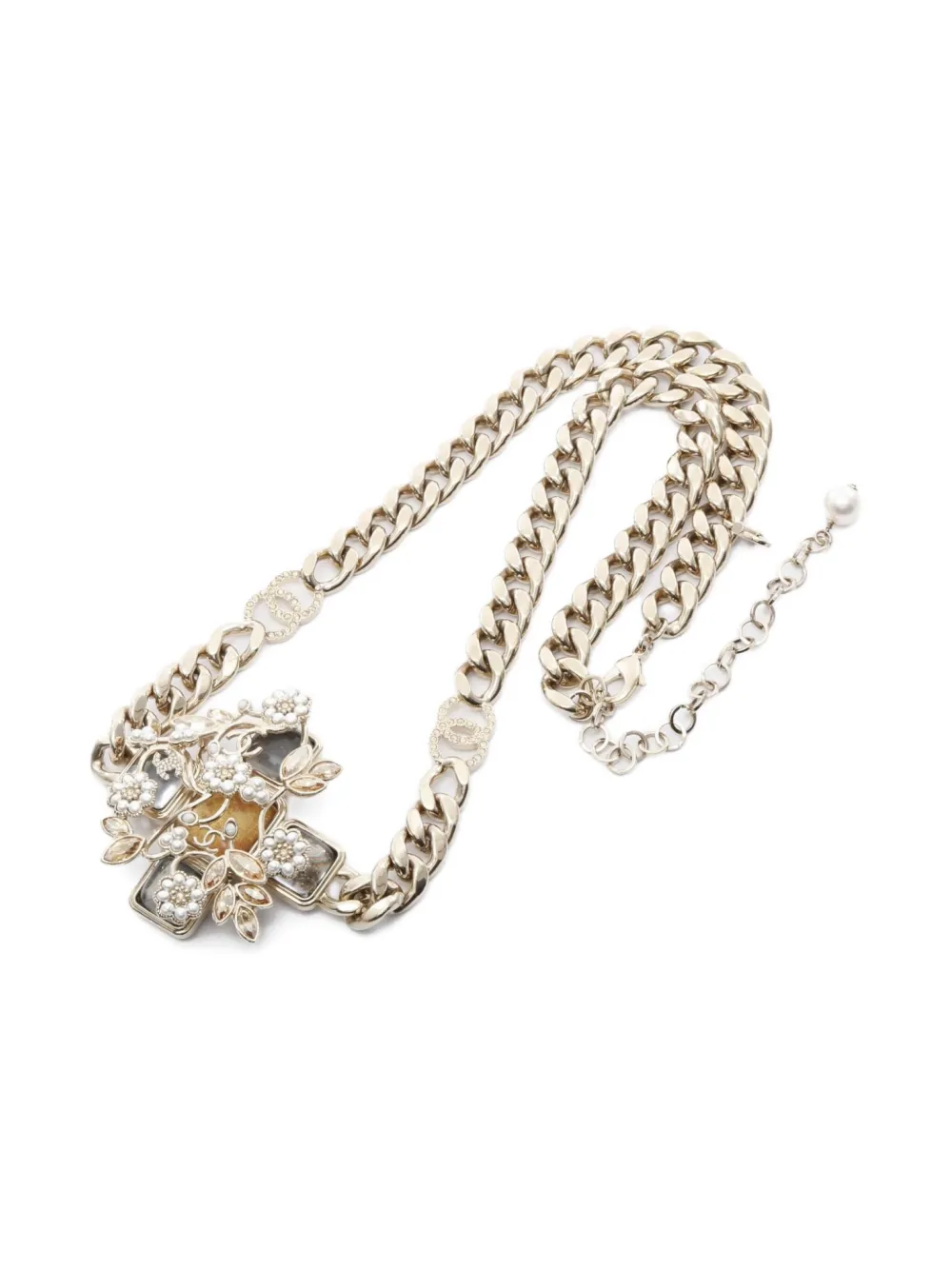 CHANEL Pre-Owned 1986 Floral Cross chain necklace - Oro