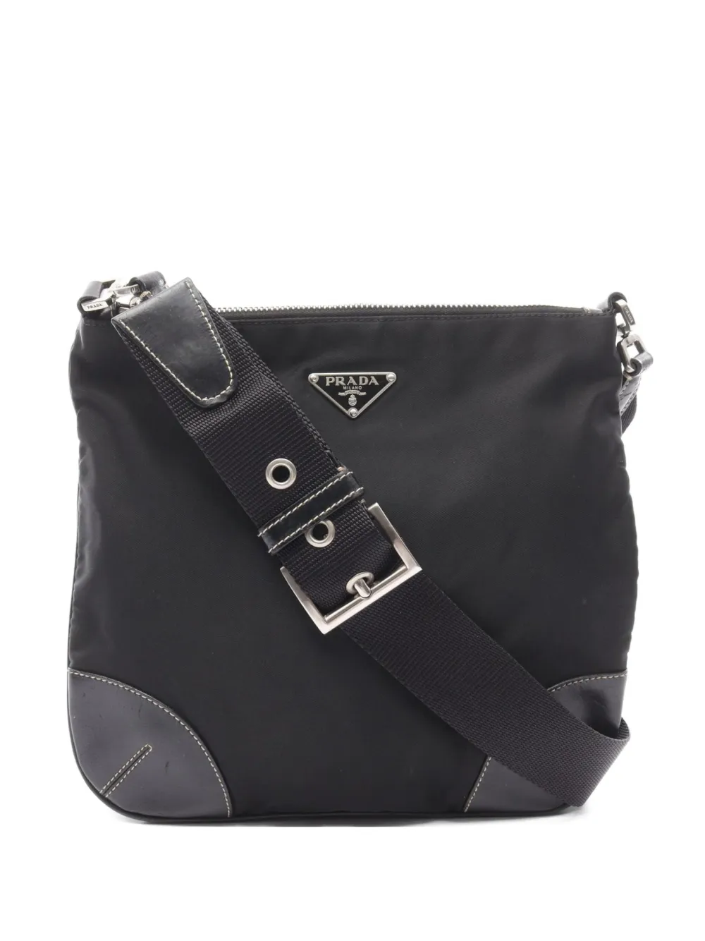 Prada Pre-Owned 2000 logo-triangle shoulder bag - Nero