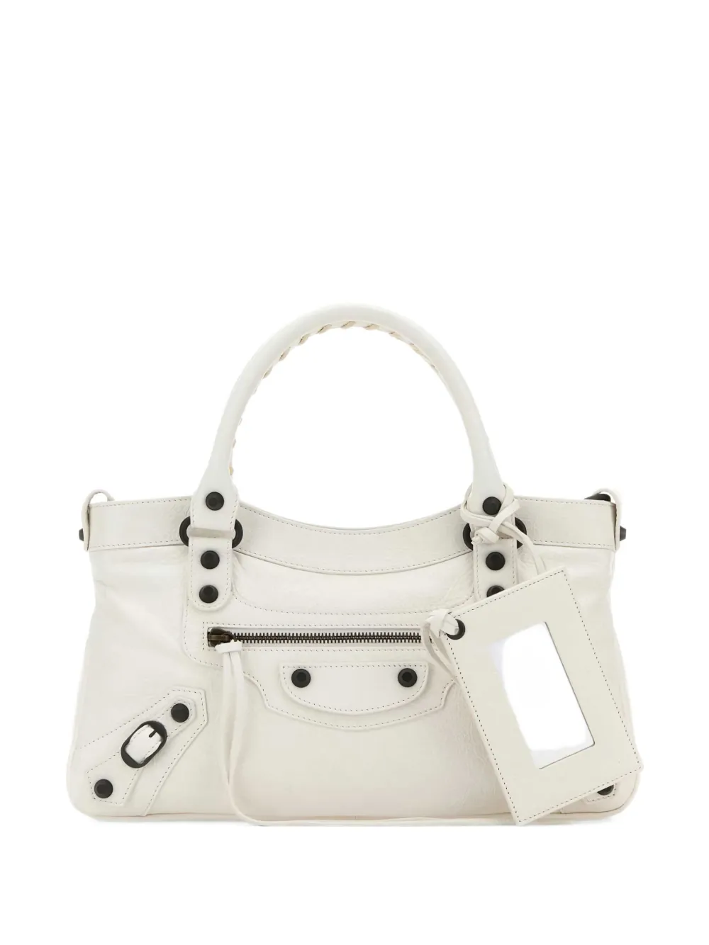 Balenciaga Le City First leather braided-handle tote bag - Bianco