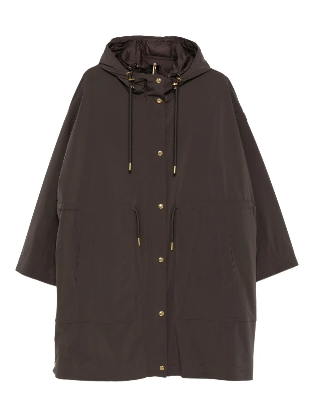 Moncler drawstring-waist hooded coat - Marrone