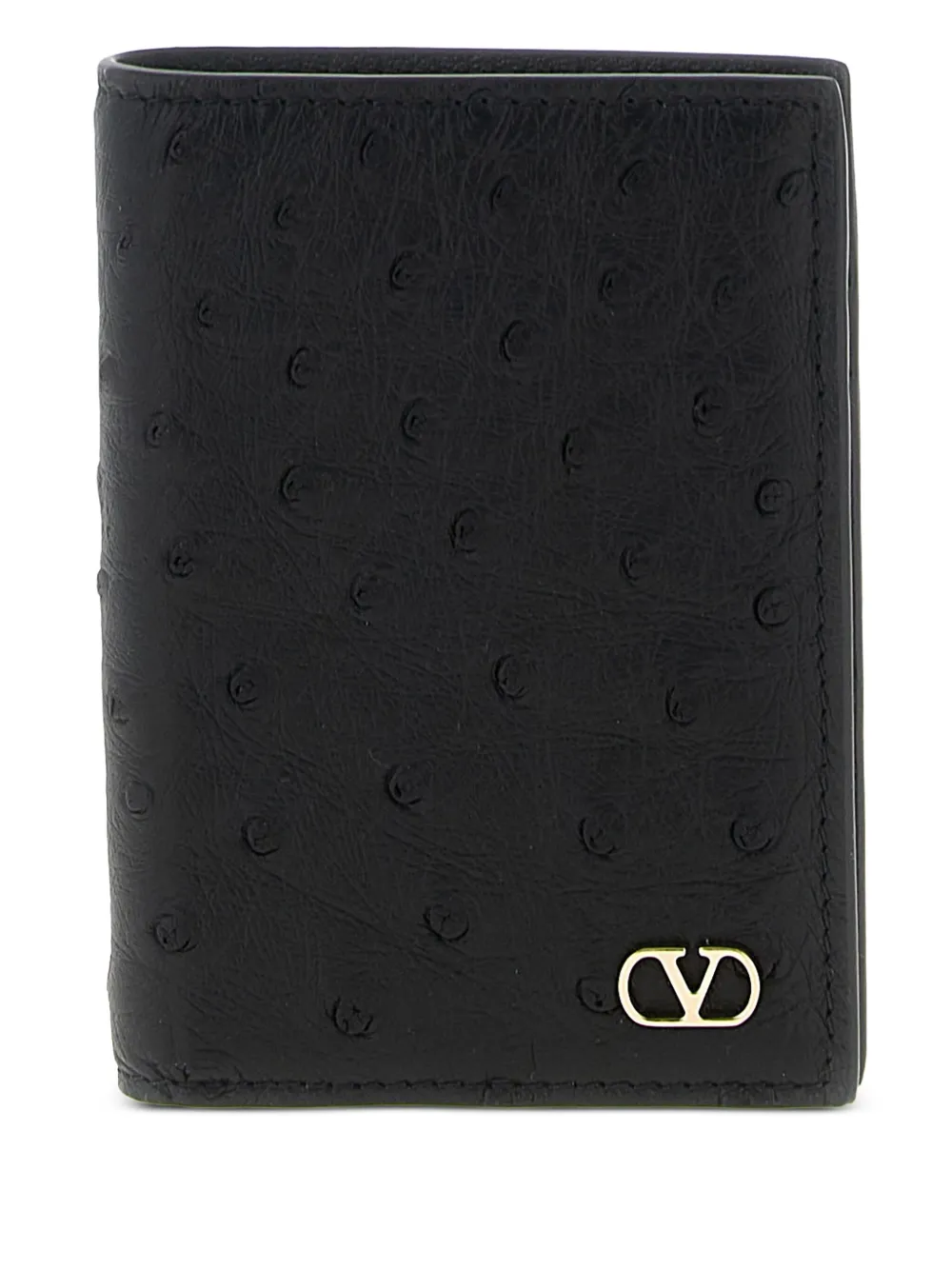 Valentino Garavani ostrich-leather cardholder - Nero