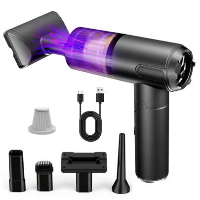 Aspirapolvere portatile e pieghevole, di colore nero elegante, con potente aspirazione, kit di accessori multipli, leggero per donne, per uso domestic