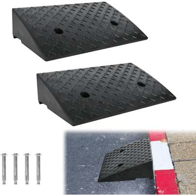 2x rampe per marciapiedi, rampe per marciapiedi in gomma alte 11 cm, rampe di soglia in plastica leggere e resistenti portatili per auto, moto, sedia