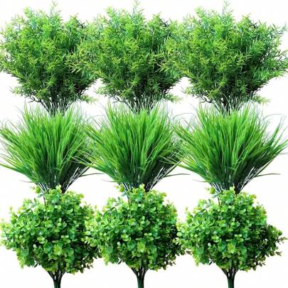 9 Pezzi di Piante Artificiali, Fiori Finti, Piante Realistiche in Vaso, Resistenti ai Raggi UV, Adatte per Decorare la Stanza, la Casa, il Compleanno,