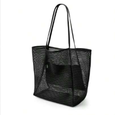 Sac de plage en maille, sac fourre-tout Ã  bandouliÃ¨re pour femme, sac de bain en maille pliable de grande capacÃ© avec poche.-zmt