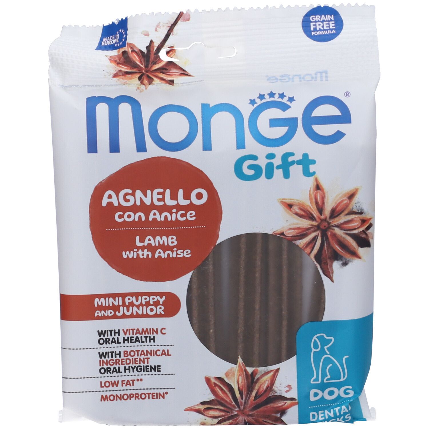 Monge Dog Dental Sticks Puppy And Junior Mini Agnello con Anice 120 g