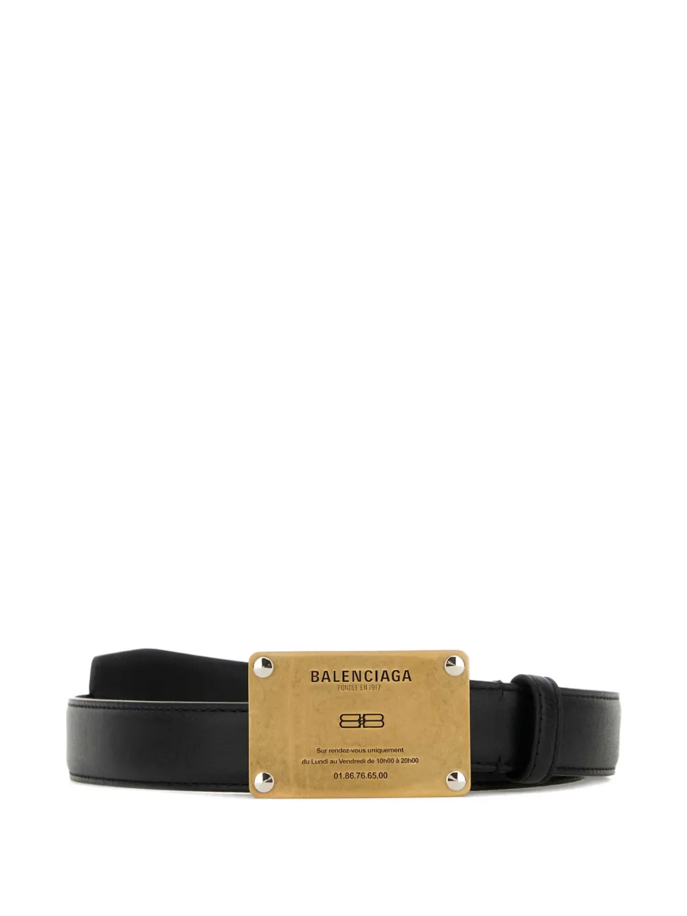 Balenciaga rectangular-plaque leather belt - Nero
