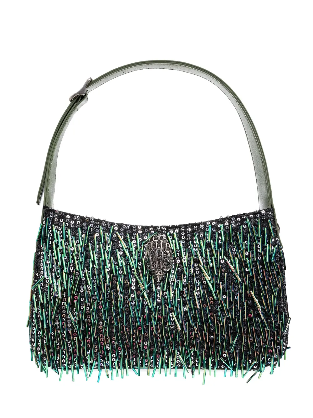 Kurt Geiger London Bond sequin-embellished fringe shoulder bag - Verde