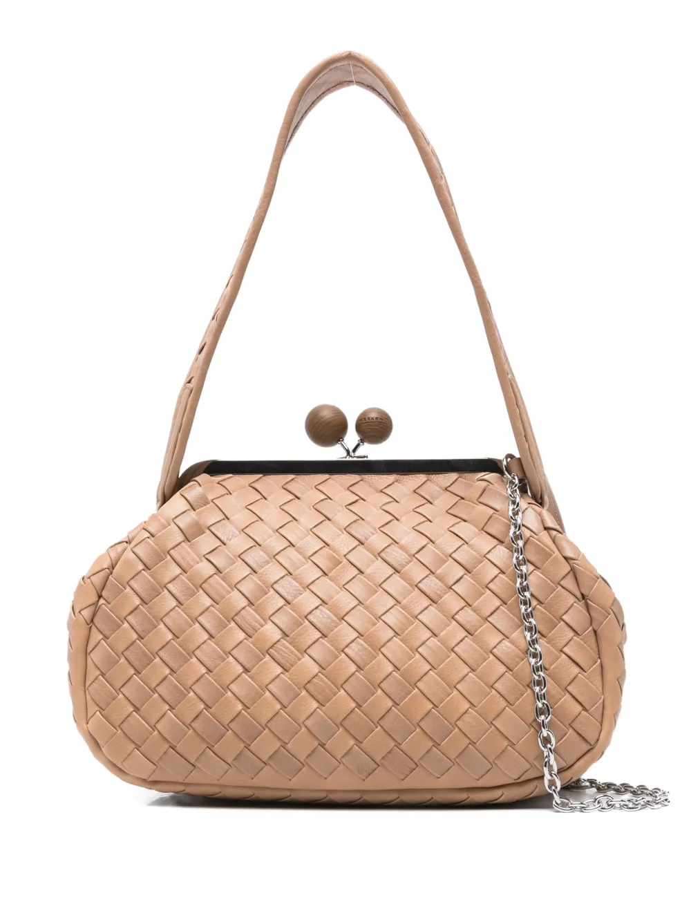 Weekend Max Mara Pasticcino woven leather clasp shoulder bag - Marrone