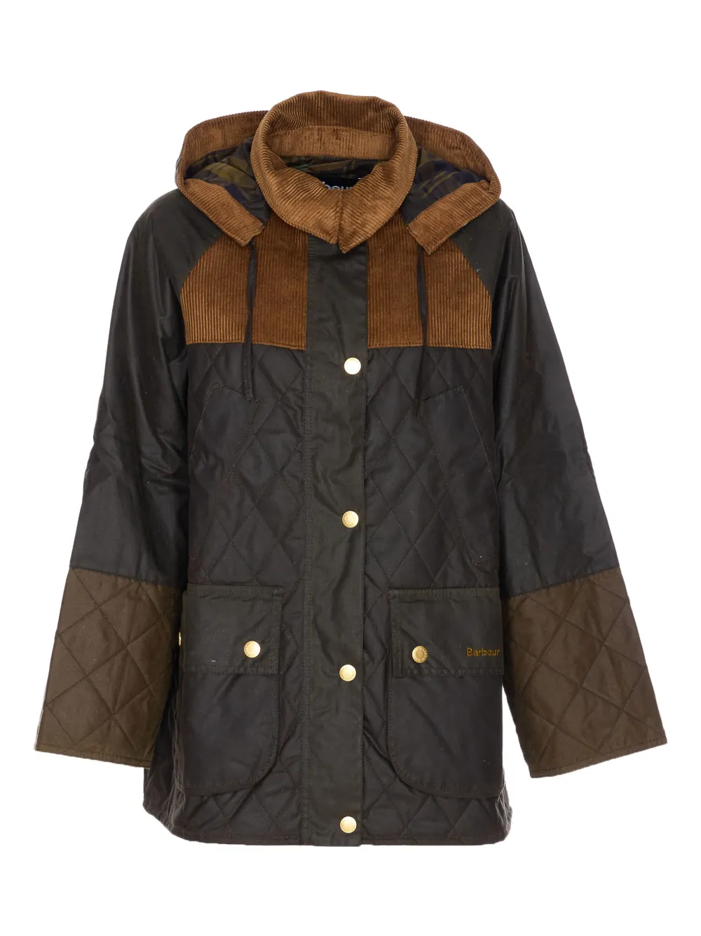 Barbour quilted corduroy-panels puffer jacket - Verde