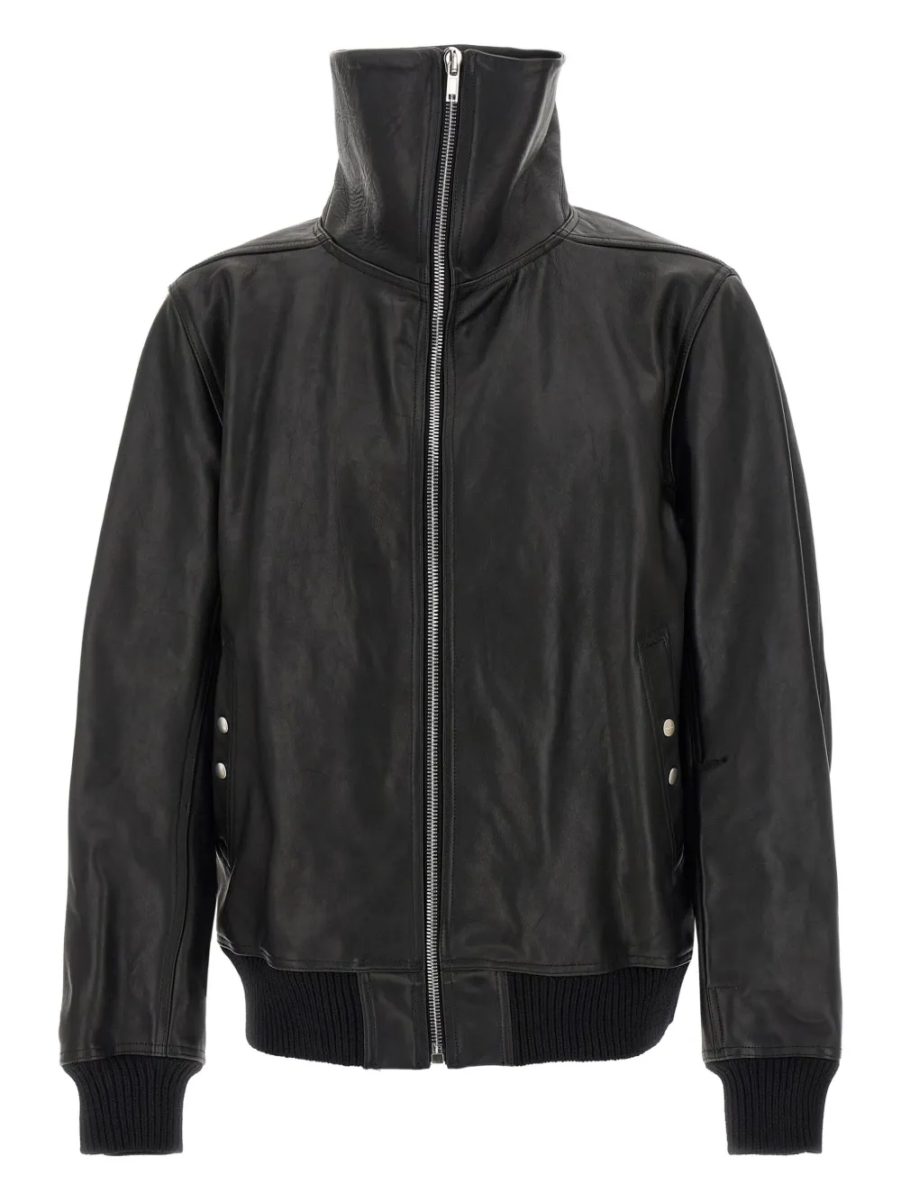Rick Owens Blixa Dracucollar foldaway-turtleneck leather jacket - Nero
