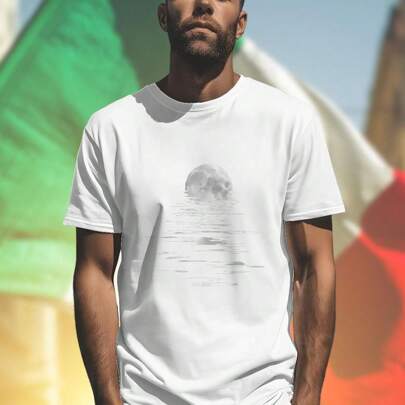 T Shirt Uomo Moon Reflection Stile Unico Moda Casual Comfort Top Qualità Idea Regalo  Novità Must Have Offerta Esclusiva