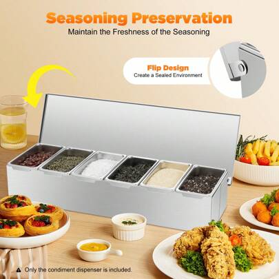 Contenitore per ingredienti in acciaio inox, contenitore per ingredienti, contenitore per contorni, contenitore per spezie, scomparti, contenitori per