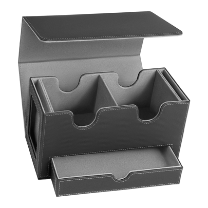 Scatola portadeck MTG con 2 display Commander, scatola portadeck Commander adatta a 310+ carte, vassoio per dadi MTG, in pelle con chiusura magnetica,