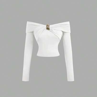 Top bianco da donna con spalle scoperte, top da uscire, top stile Y2K, top per Capodanno, top sexy, top da festa per donna, top lavorato a maglia, abb