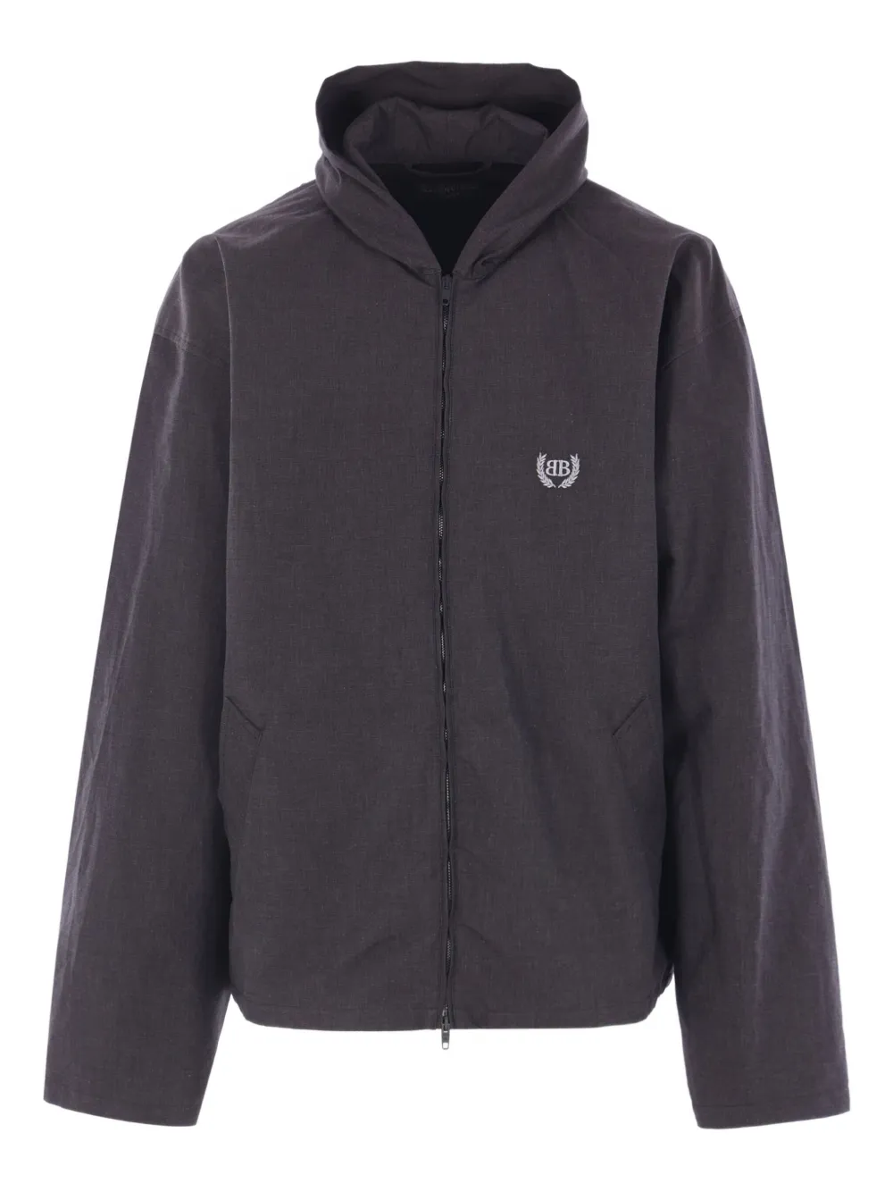 Balenciaga hooded logo-embroidered jacket - Nero
