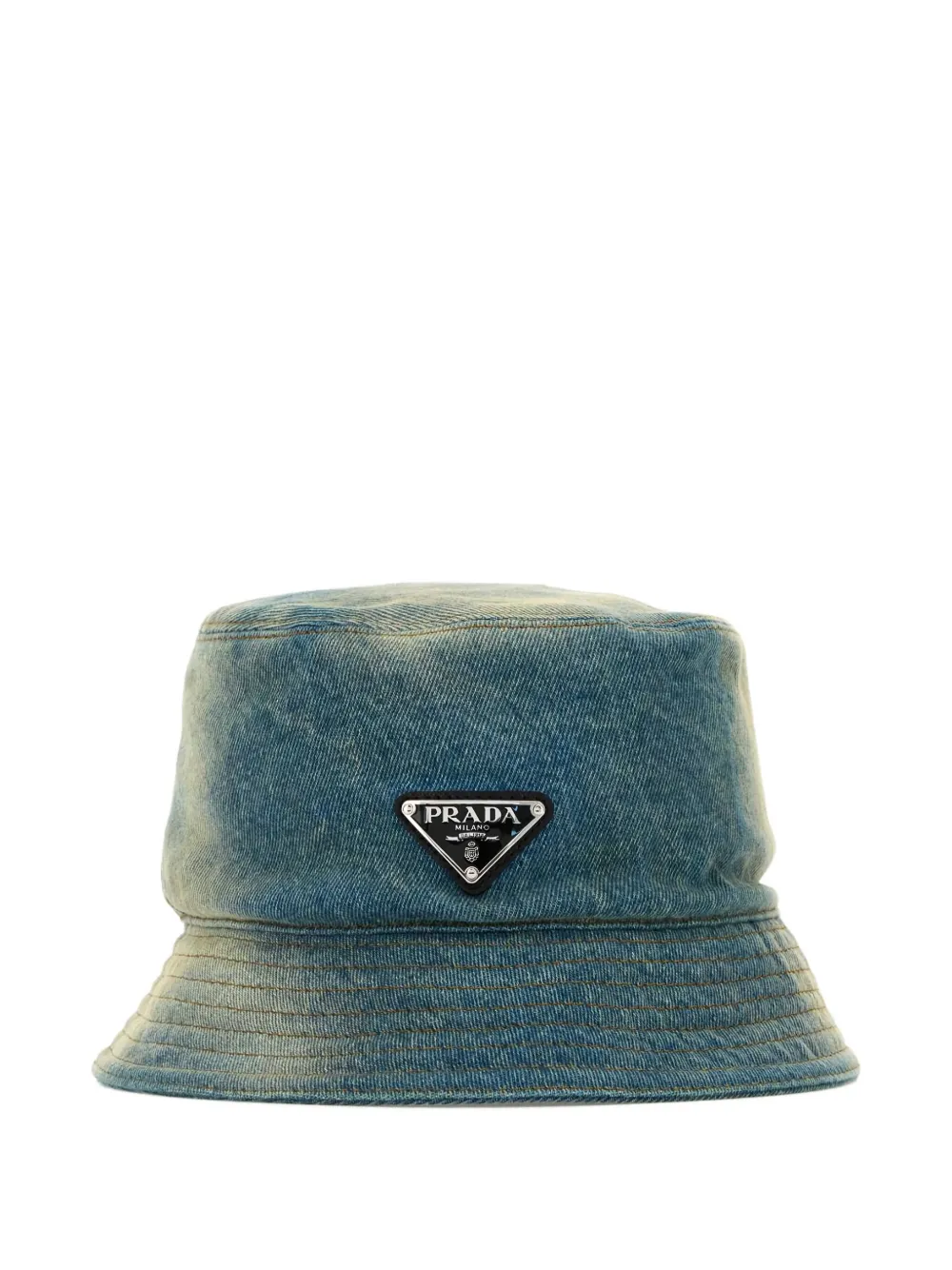 Prada denim logo-plaque bucket hat - Blu