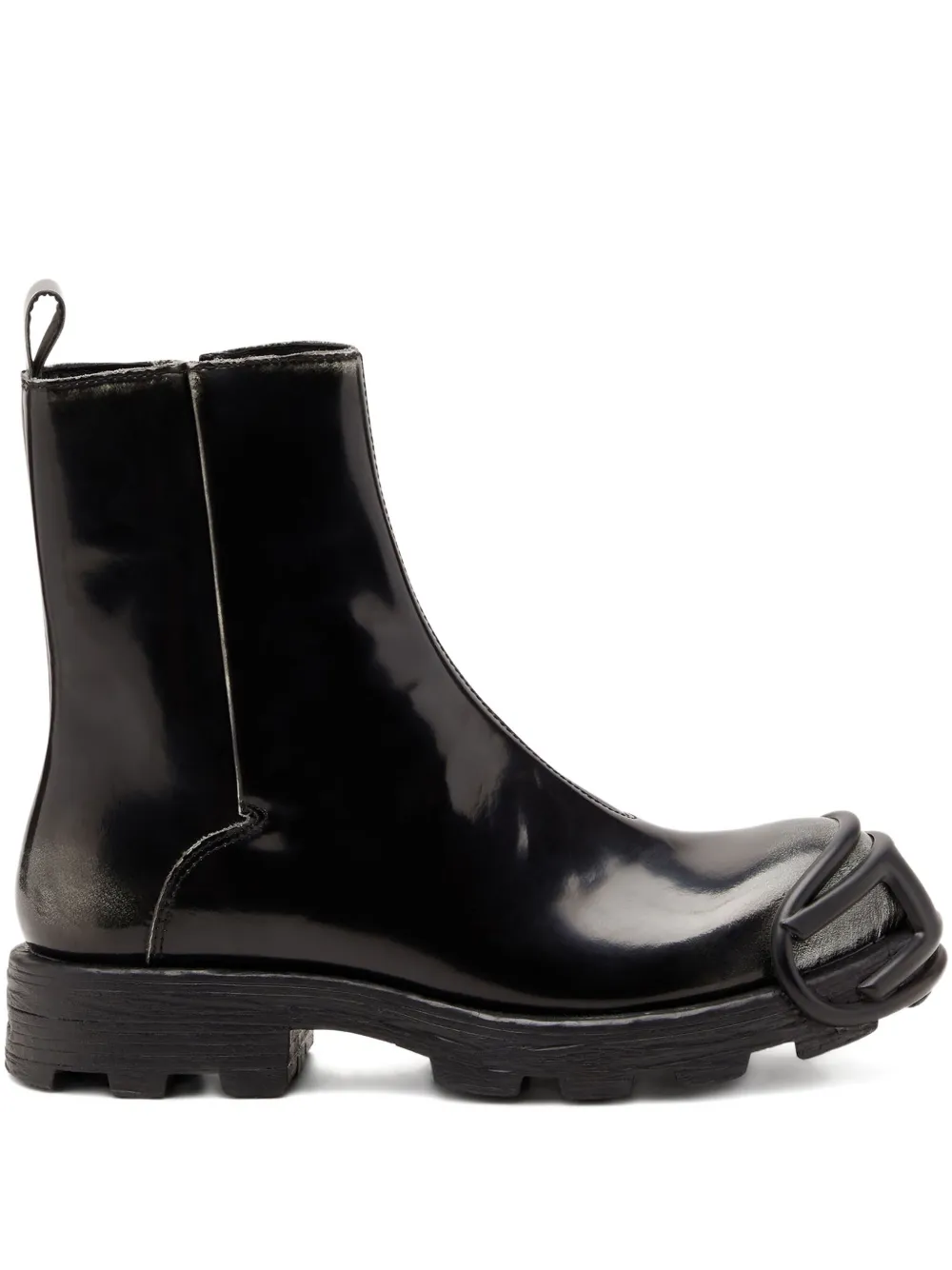 Diesel zip-detail oval-plaque boots - Nero
