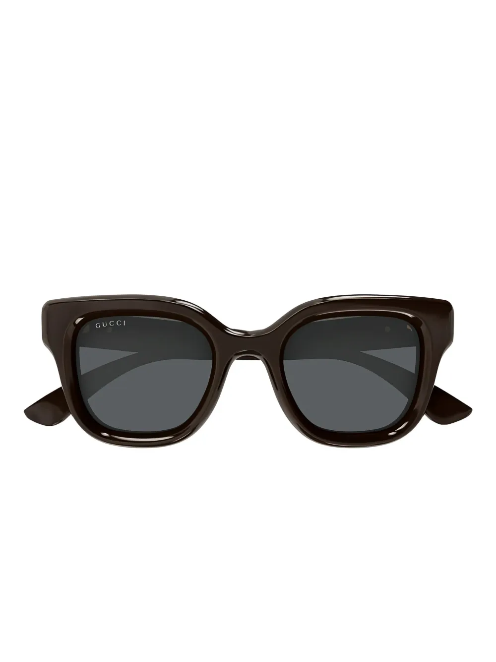 Gucci Eyewear Gucci Sunglasses Square Full Rim, Shiny Solid Brown Frame and Grey Lens GG1828S004