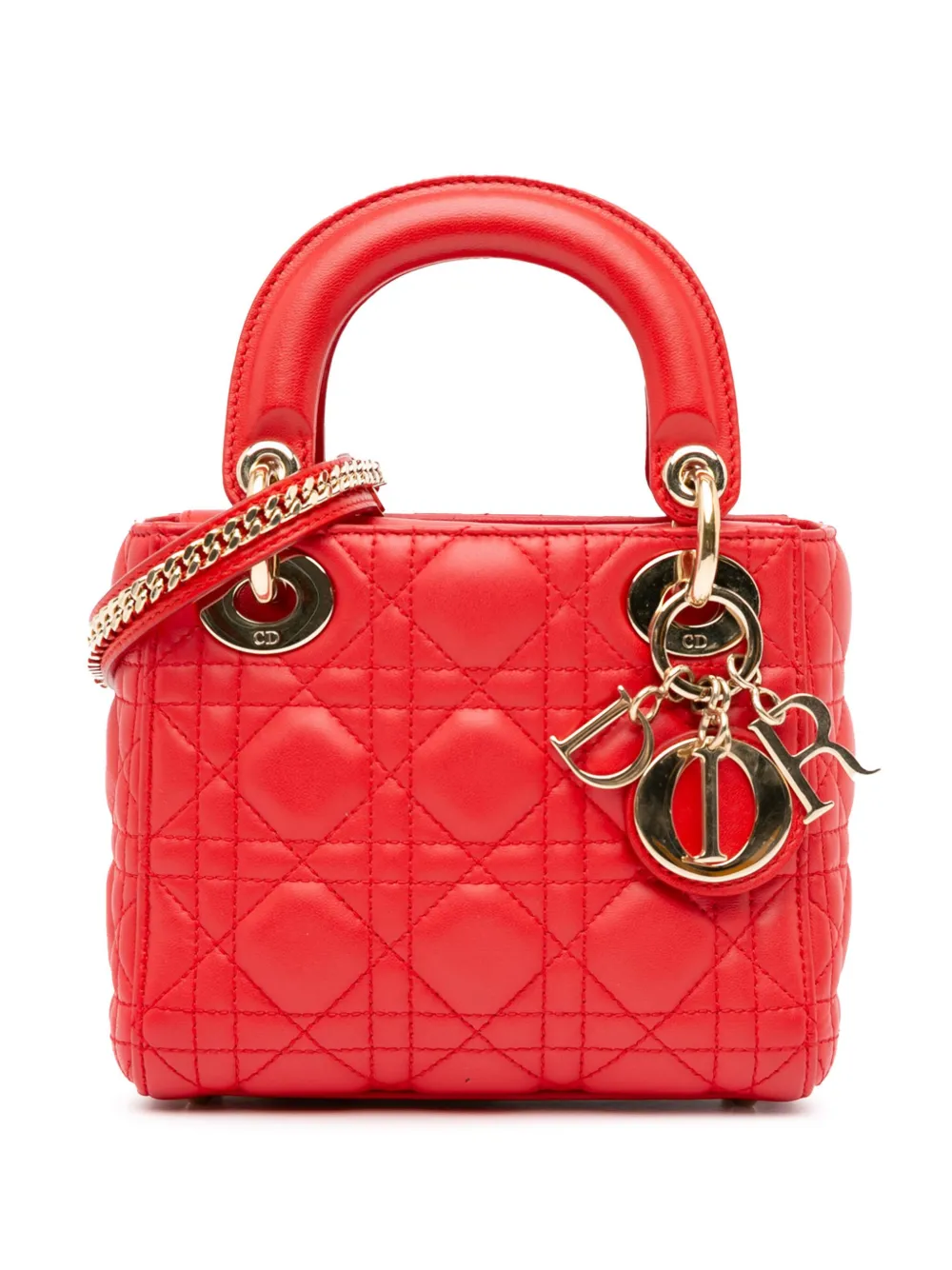 Christian Dior Pre-Owned Borsa a tracolla Cannage Lady Dior mini 2017 - Rosso
