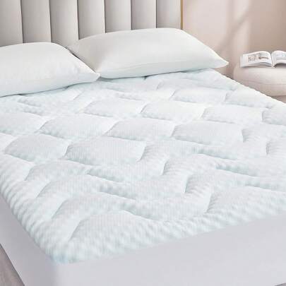 Topper Singolo 90x200, Topper Memory Foam Materasso Respirabile con Tasca Extra Profonda, Bianco