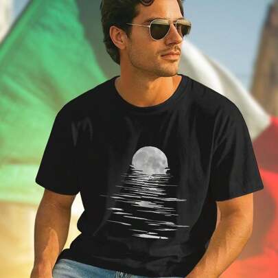 T Shirt Uomo Moon Reflection Stile Unico Moda Casual Comfort Top Qualità Idea Regalo  Novità Must Have Offerta Esclusiva