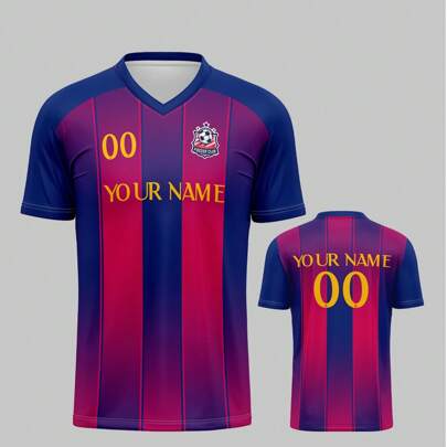 Maglia da calcio personalizzabile, Barcellona, traspirante e ad asciugatura rapida 210g, unica per primavera/estate unisex, maglia da allenamento a sc