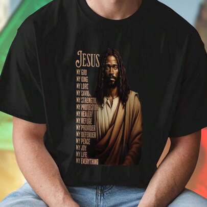 Maglietta Uomo JESUS MY GOD MY KING MY LORD MY SAVIOR MY STRENGTH MY PEACE MY JOY MY LIFE MY EVERYTHING T Shirt Estiva Casual Moda Regalo Personalizza