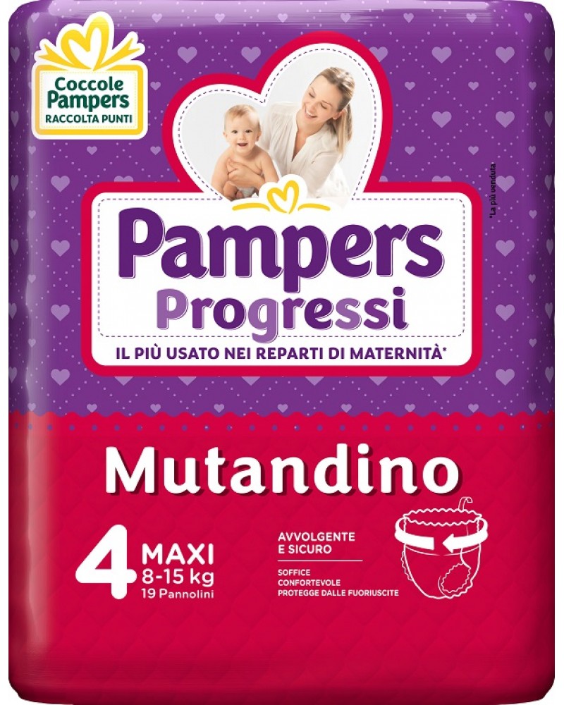 Pampers Progressi Mutandino Taglia 4 MAXI (8-15Kg) 19 Pannolini