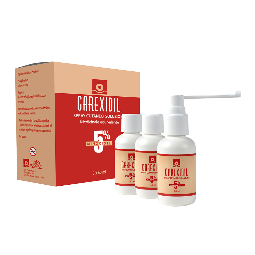 Carexidil Minoxidil 5% Soluzione Cutanea Spray Difa Cooper 3x60ml