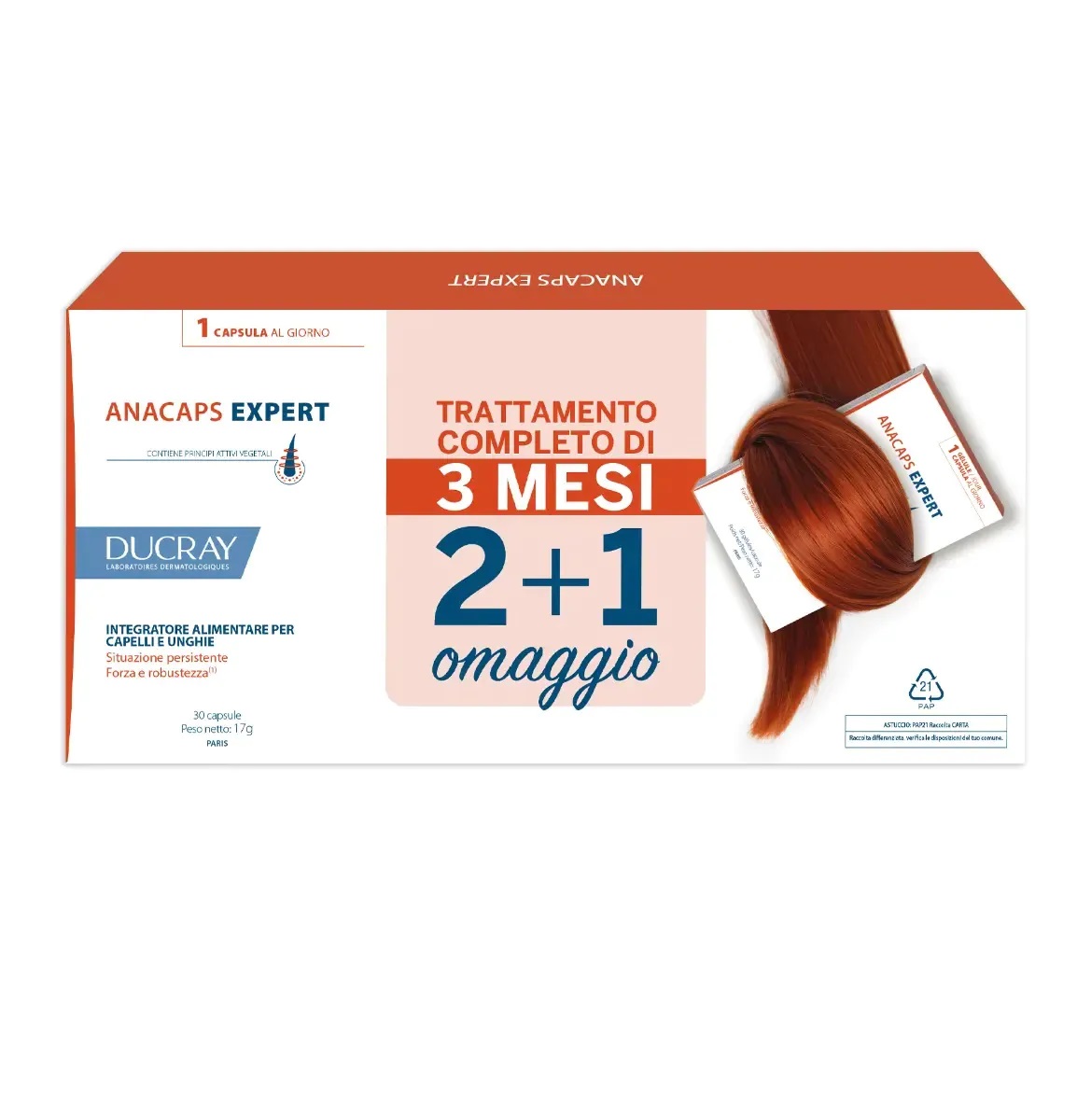 Anacaps Expert Capelli/Unghie 2+1 Ducray 3x30 Capsule