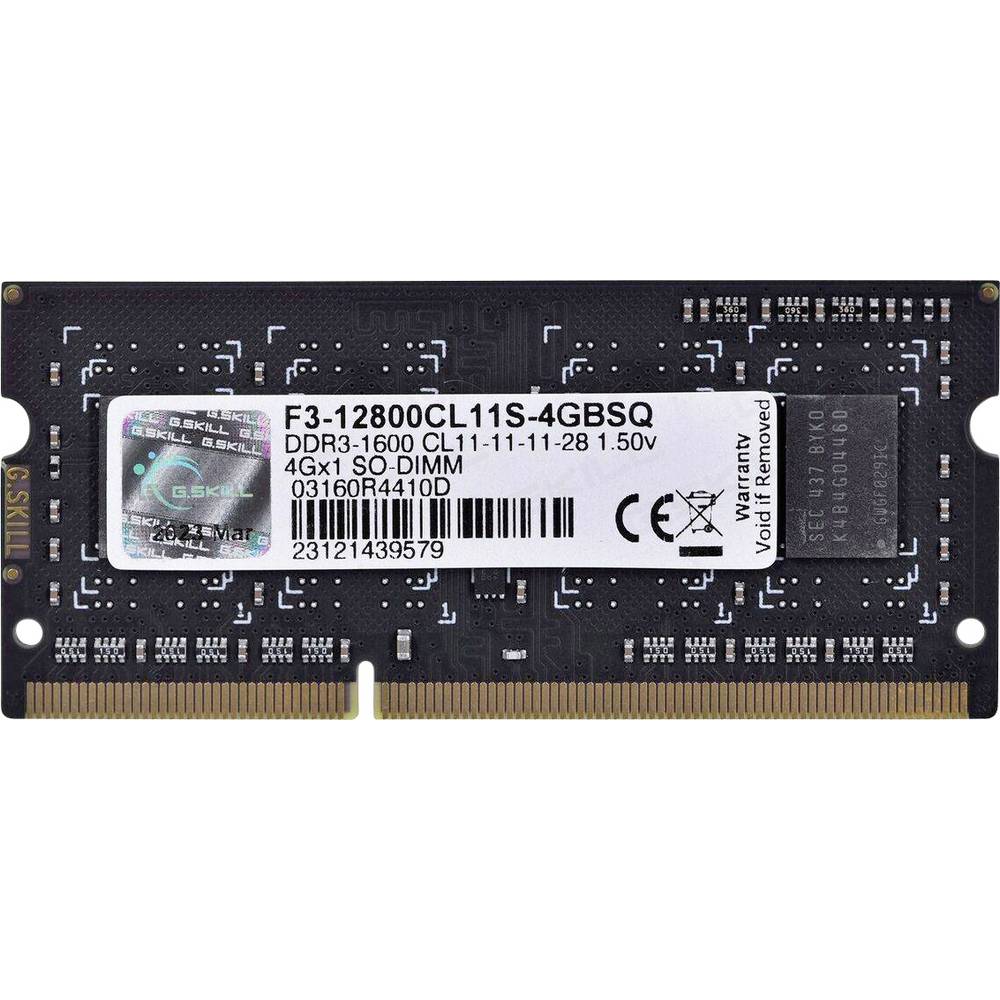 G.Skill 4GB DDR3-1600 SQ Modulo memoria Laptop DDR3 4 GB 1 x 4 GB 1600 MHz F3-12800CL11S-4GBSQ