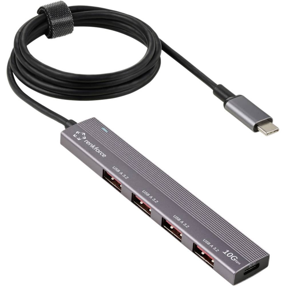 Renkforce RF-USBCH-200 1+4 Porte Hub multiporta USB-C ® (USB 3.2 Gen 1) Contenitore in alluminio Grigio Siderale