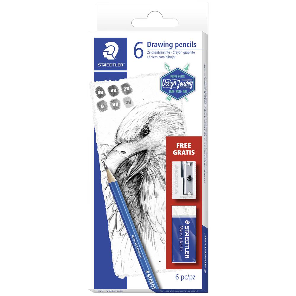 Staedtler Lumograph 61 100 C6 Kit matite Descrizione Durezza: 6B, 4B, 2B, B, HB, 2H 1 KIT