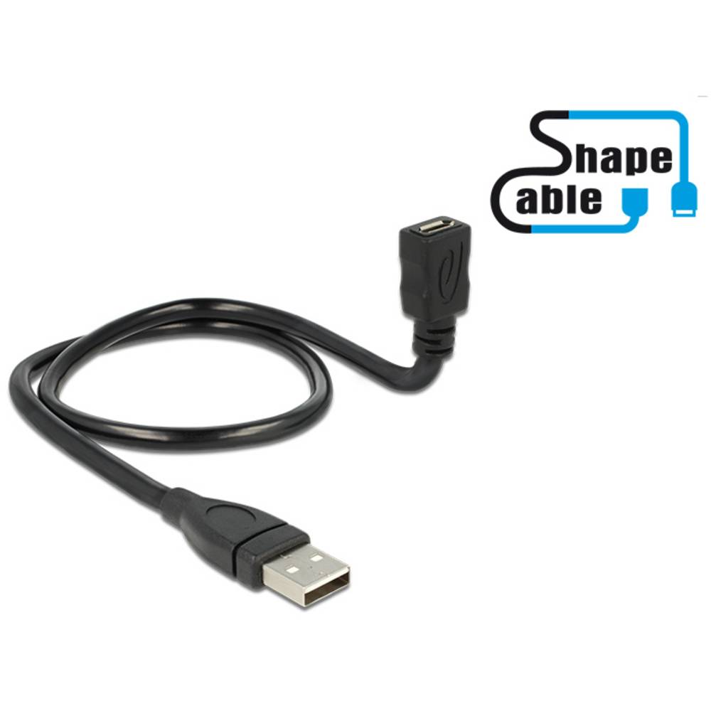 Delock Cavo USB USB 2.0 Spina USB-A, Presa USB-Micro-B 0.50 m Nero 83922