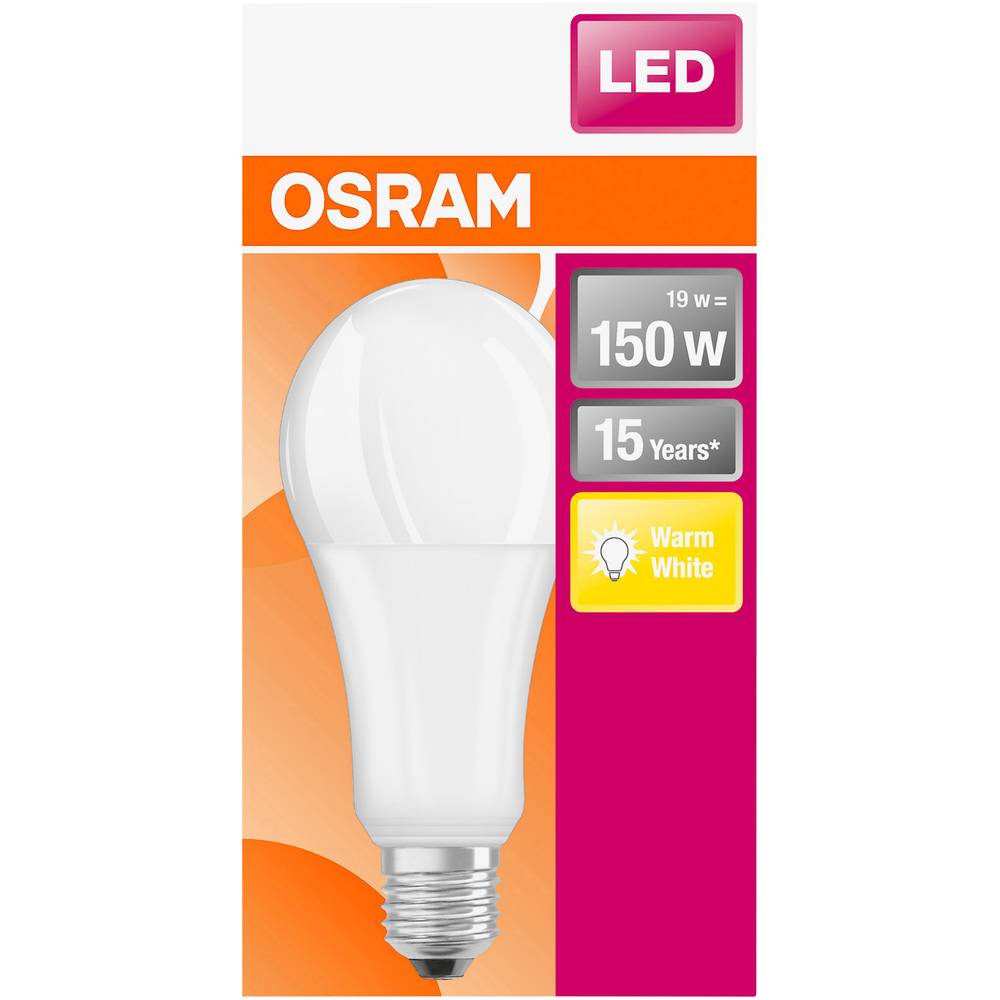 OSRAM HOMELIGHTING 4058075245976 LED (monocolore) ERP E (A - G) E27 Forma di bulbo 19 W = 150 W Bianco caldo (Ø x L) 68.0 mm x 129 mm 1 pz.
