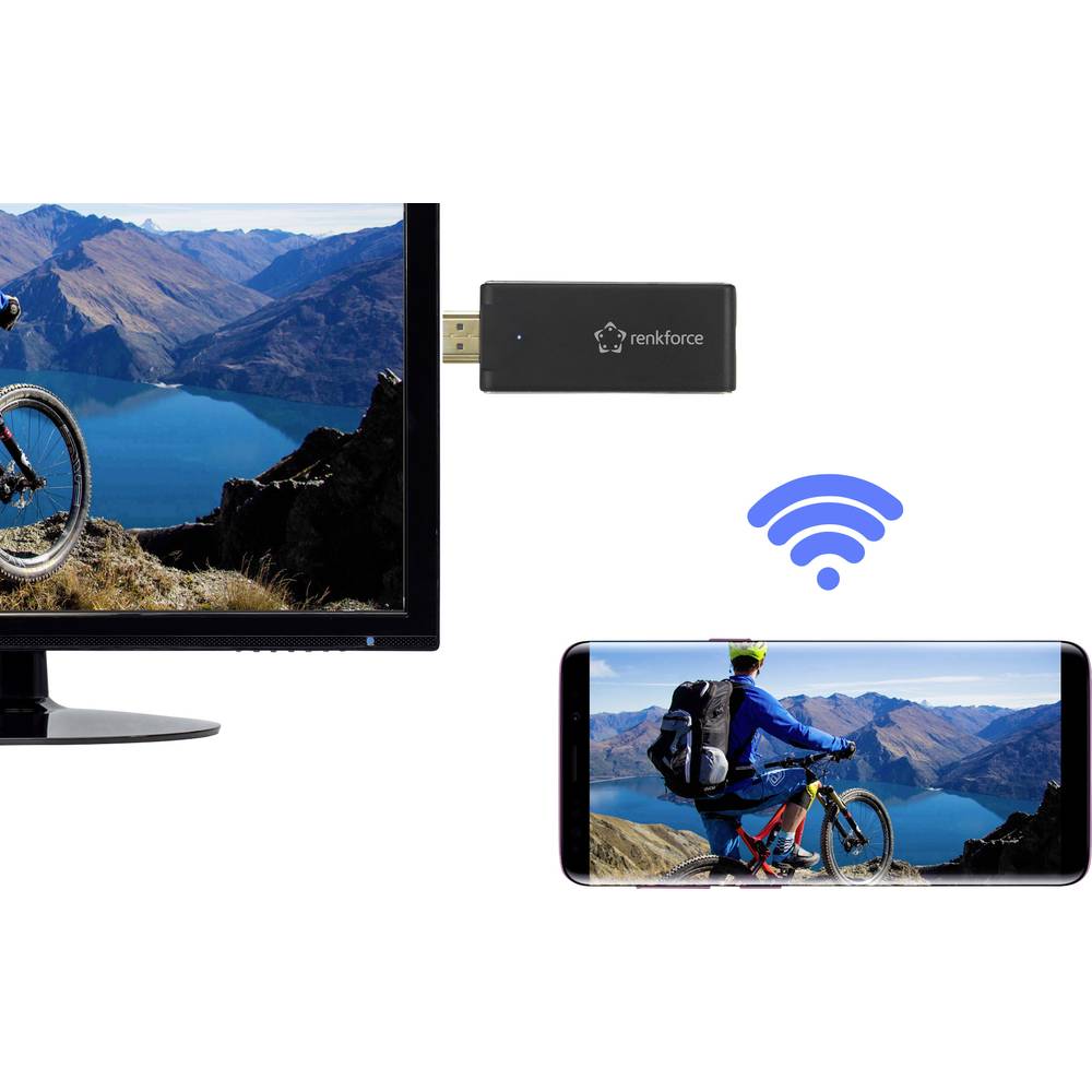 Renkforce renkCast 3 Chiavetta streaming HDMI AirPlay, Miracast, DLNA, Antenna esterna