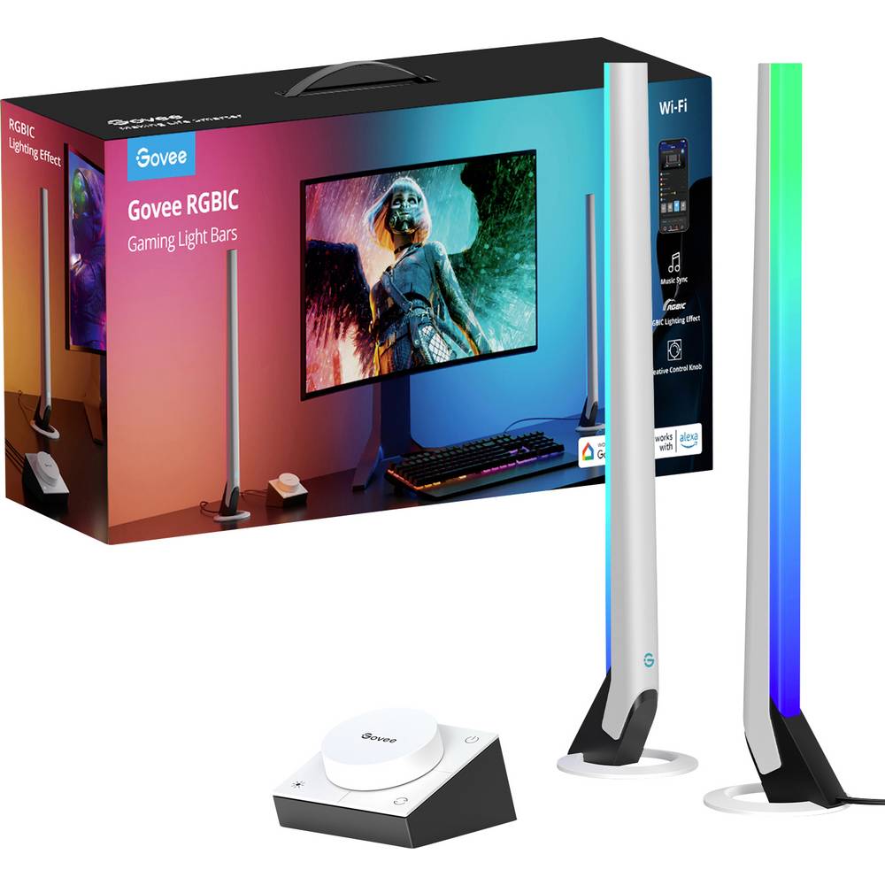 Govee Gaming Smart Light Bars H6047 Lampada da tavolo LED ERP: G (A - G) 24 W LED (monocolore) Bianco, Nero