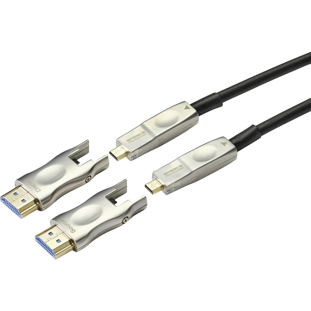 SpeaKa Professional HDMI Cavo adattatore Spina HDMI-A, Spina HDMI Micro-D, Spina HDMI-A, Spina HDMI Micro-D 20.00 m Nero SP-9538580 UHD 4K;, guaina in