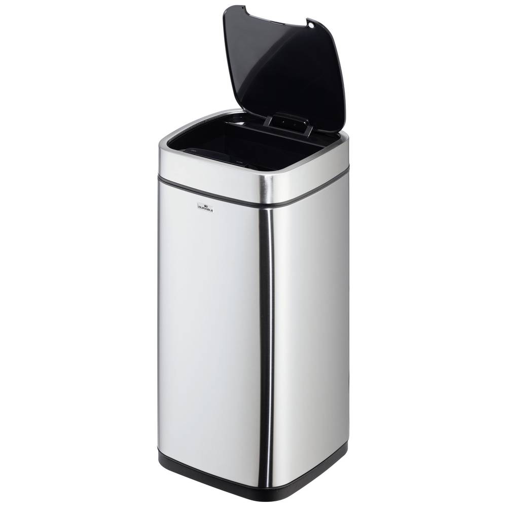 Durable Sensor NO TOUCH 342223 Bidone della spazzatura 21 l Acciaio inox (L x L x A) 27 x 27 x 57 cm Argento/Nero Coperchio apribile One-touch 1 pz.