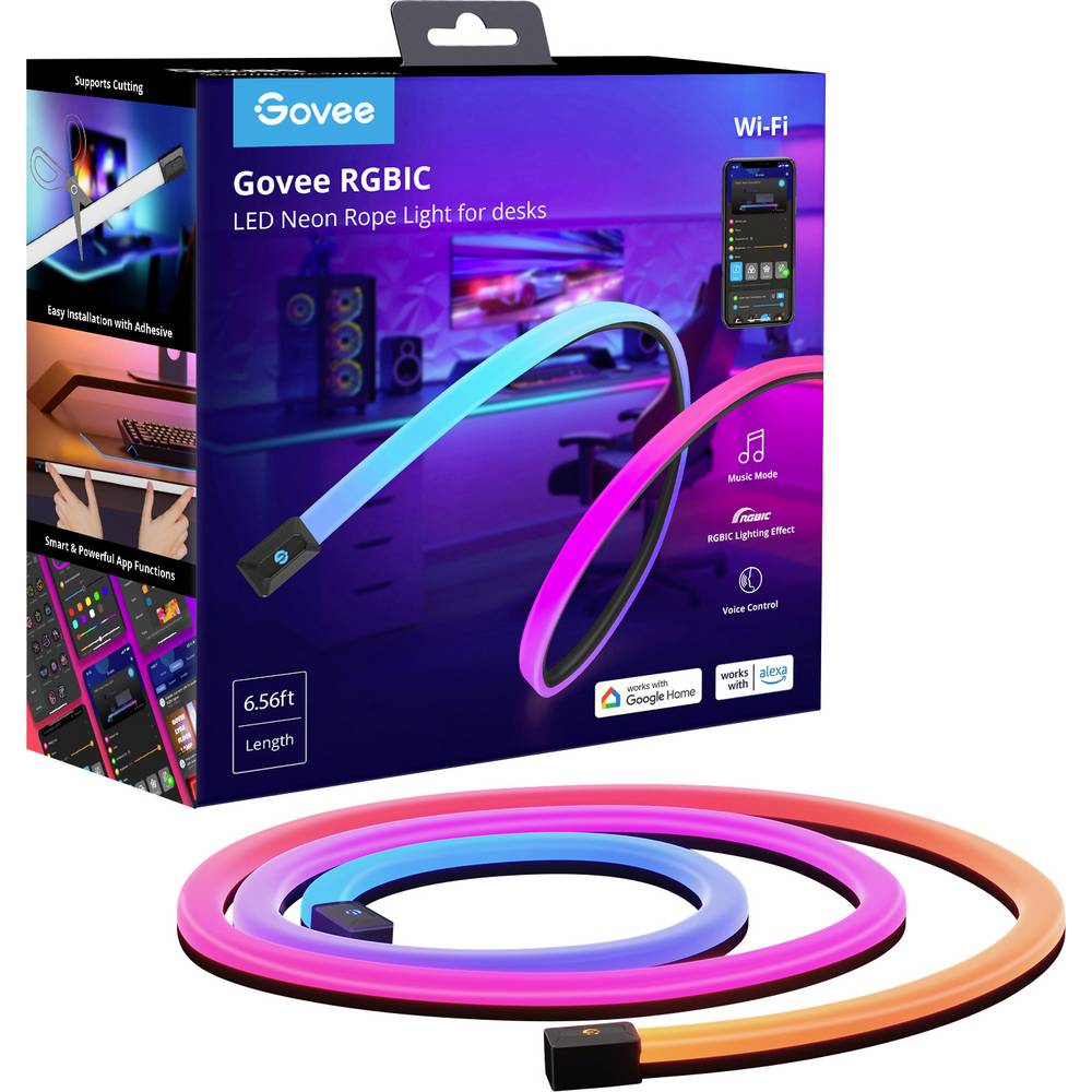Govee Neon Gaming Table Light - 2m H61C2 Kit completo striscia LED ERP: G (A - G) 24 V, 100 V, 240 V RGB 1 pz.