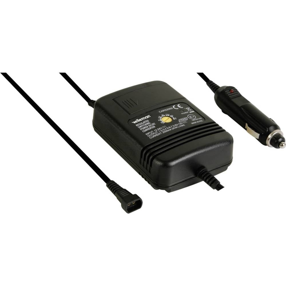Velleman CARS2000 Convertitore DC/DC 12 V/DC, 24 V/DC - 1.5 V/DC, 3 V/DC, 4.5 V/DC, 6 V/DC, 7.5 V/DC, 9 V/DC, 12 V/DC/2 A 24 W