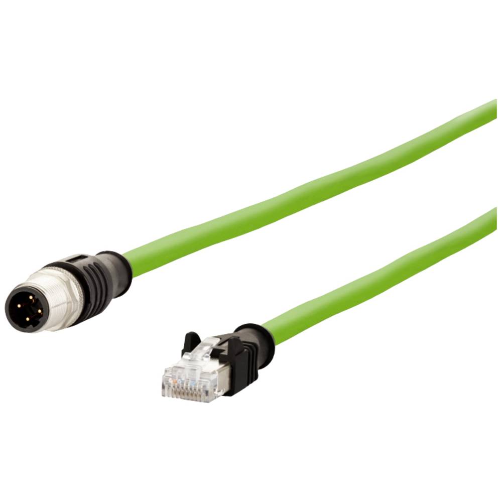 Metz Connect 142M4D15050 M12 Cavo di rete, cavo patch CAT 5e S/UTP 5.00 m Verde guaina in PUR, resistente agli acidi, Resistente allozono, resistente