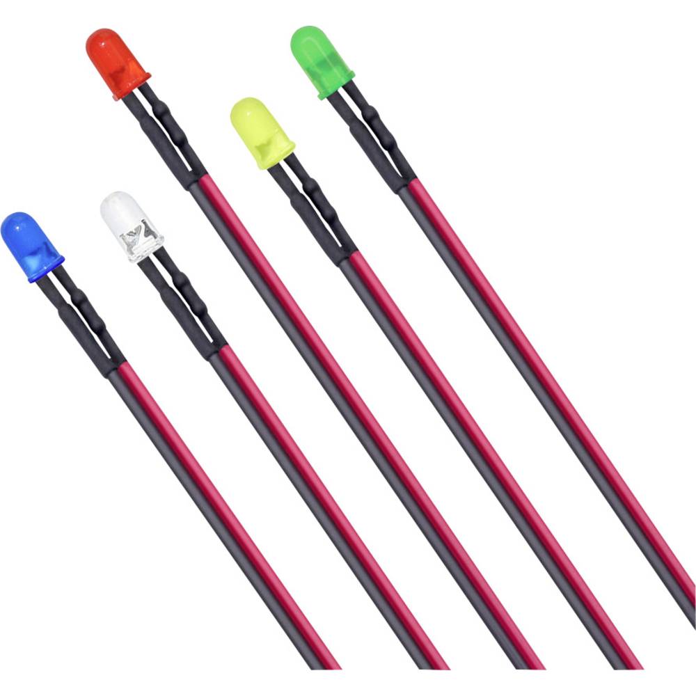TRU COMPONENTS T1810O114 Assortimento LED Rosso, Blu, Verde, Giallo, Bianco caldo luminoso Rotondo 5 mm 800 mcd, 2000 mcd, 120 mcd, 800 mcd, 20000 mcd
