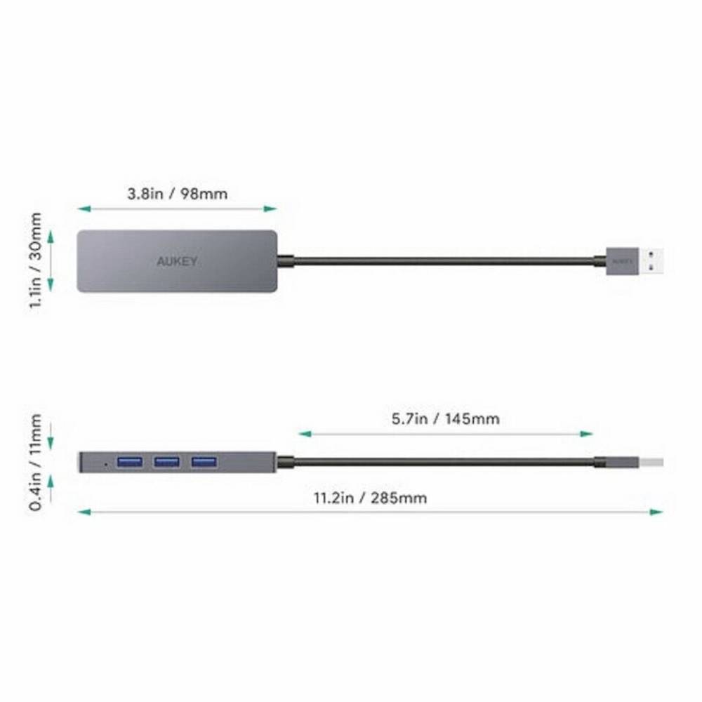 Aukey CB-H36 4 Porte Hub USB 3.0 Argento