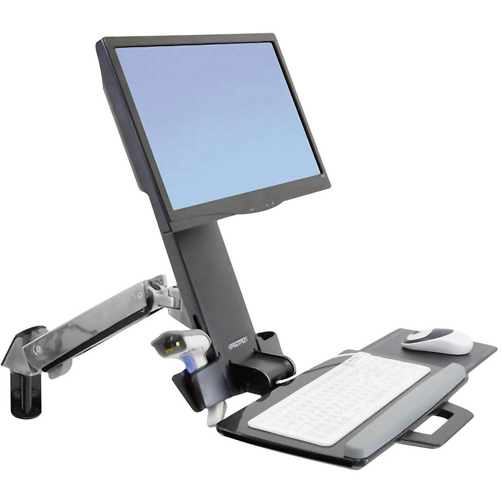 Ergotron StyleView Sit-Stand Combo Arm 1 parte Supporto a muro per monitor 25,4 cm (10) - 61 cm (24) Nero Ripiano per Tastiera, Inclinabile, Girevole,