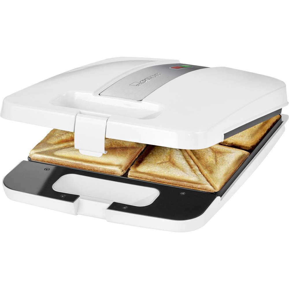 Clatronic ST3629 Piastra per sandwich Bianco, Argento