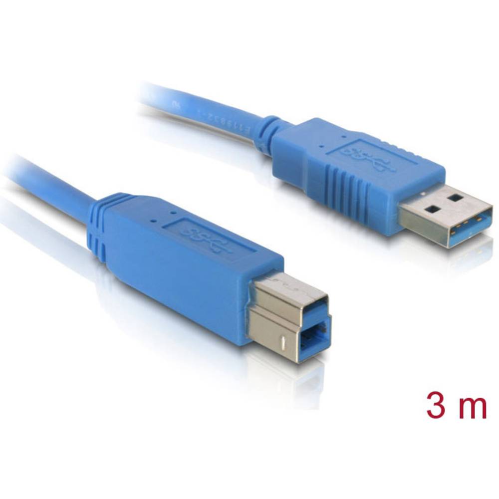 Delock Cavo USB USB 3.2 Gen1 (USB 3.0) Spina USB-A, Spina USB-B 3.00 m Blu contatti connettore dorati 82581