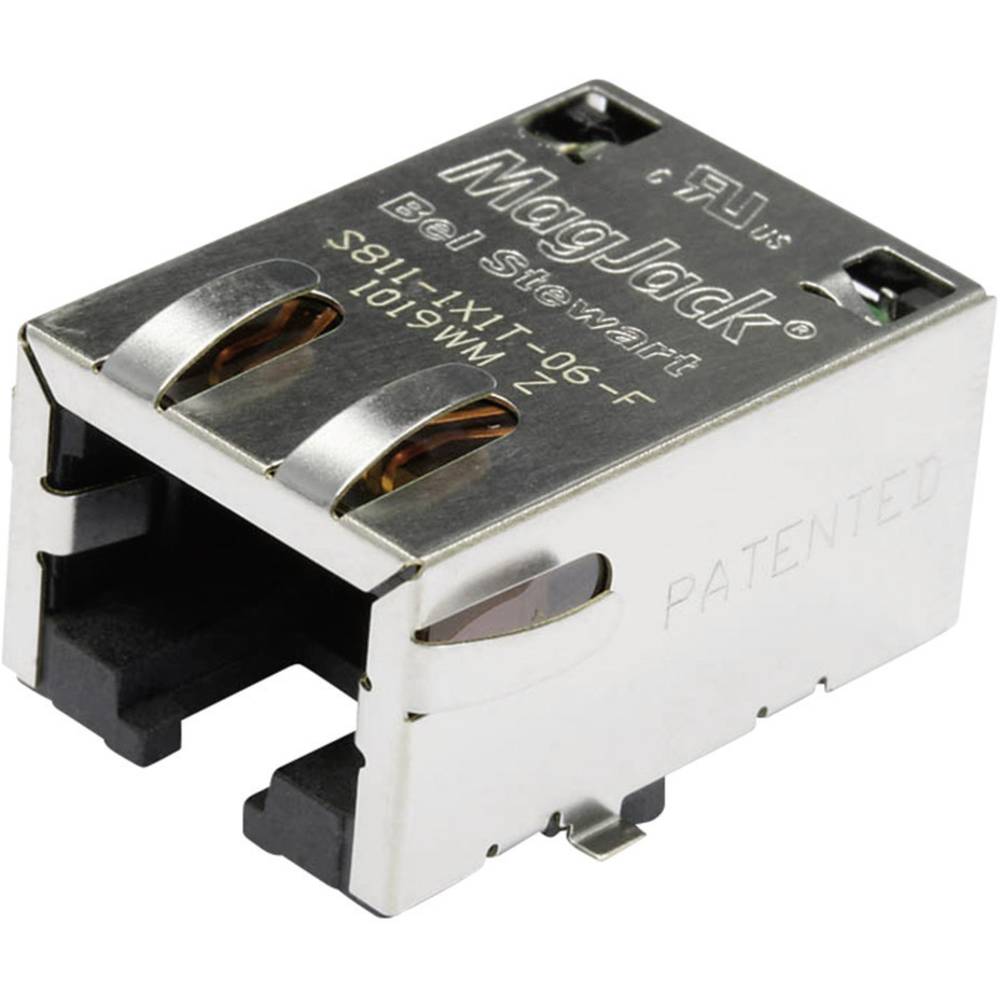 BEL Stewart Connectors S811-1X1T-06-F MagJack 10/100Base-TX 4 Tab down S811-1X1T-06-F Presa orizzontale 10/100Base-TX Poli: 8P8C Nickel, Metallo 1 pz.